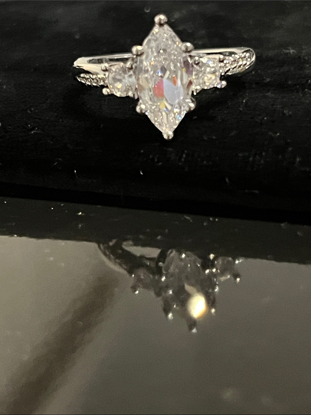 Marquise Cut Solitaire Ring with Clear Stone - Women's Jewelry,sz7